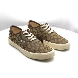 Coach Women’s Brown Signature Canvas Lace-Up Sneakers
